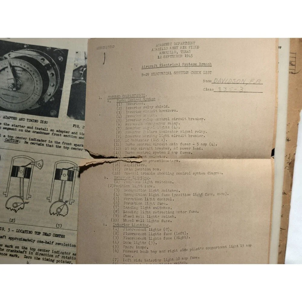 1945 B-29 Superfortress Engines M And I Manual Restricted Maintenance Training